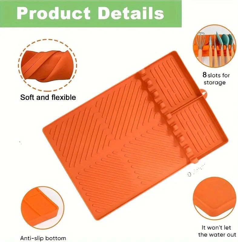 Emptycolor Silicone Grill Mat for Blackstone Griddle, Heat Resistant Non-Slip Griddle Mat for Outdoor Grill Cooking, Silicone Spatula Tool Mat for Blackstone Accessories with Drip Pad - Image 3